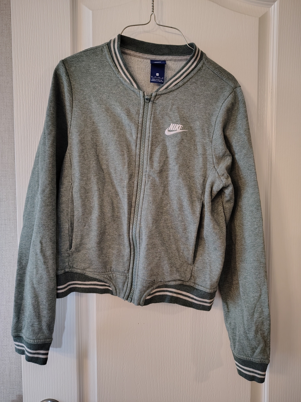 Nike Women's Gray Heather Zip-Front Varsity Jacket